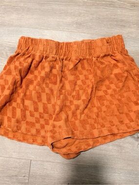 Billabong Orange Checkered Terry Cloth Shorts small